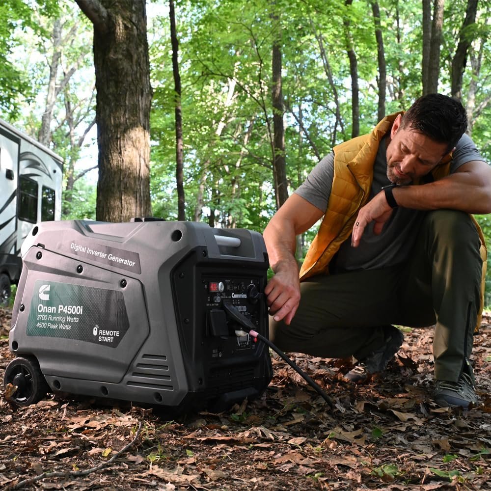 Cummins Onan P4500I Portable Inverter Generator, Power Inverter Dual 5V USB Ports for Mobile Charging, Gas Powered for Backup Home Use, RV  Camping - 7.3 HP 224cc OHV 4-Stroke Engine W/Remote Start