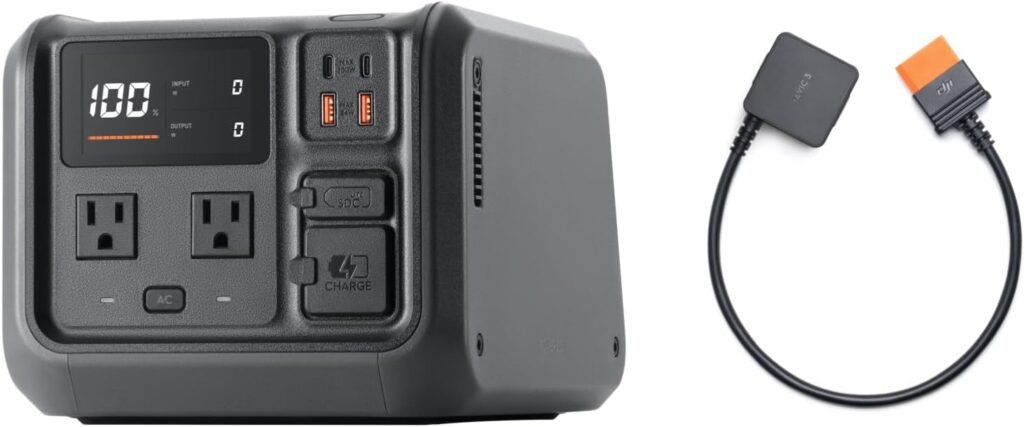DJI Power 500 Car Power Combo, 512Wh Portable Power Station with Car Power Outlet to SDC Power Cable and SDC to Car Charger Plug Power Cable, 1000W Max Output, Generator for Road Trips