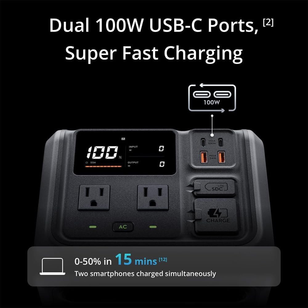 DJI Power 500 Portable Power Station, 512Wh LFP Battery, 1000W Output Bundle with 2 YR CPS Enhanced Protection Pack, Deco Gear Tactical Flashlight, Pen Set with Case and 2x Tactical Paracord Bracelet