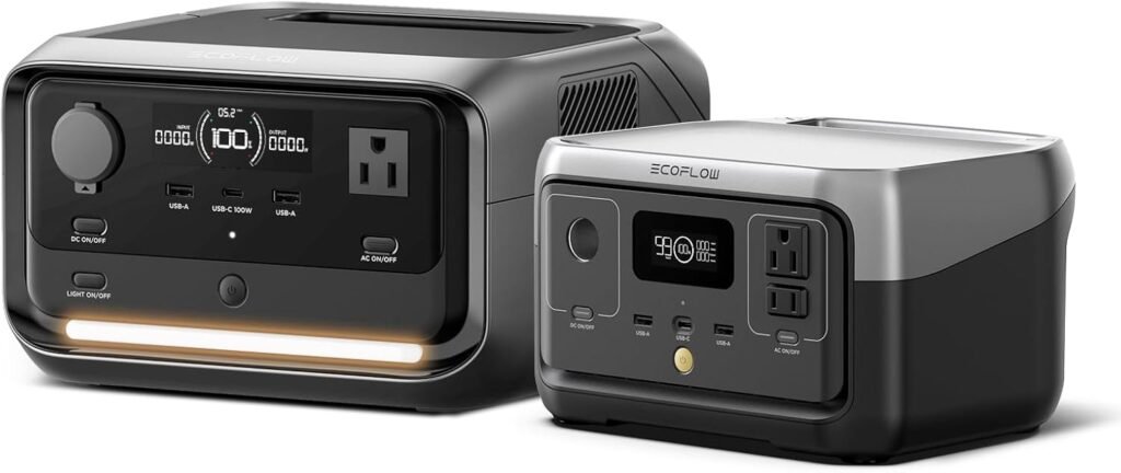 EF ECOFLOW Portable Power Station RIVER 2 (256Wh) and RIVER 3 Plus (286Wh), LiFePO4 Battery, 1Hr Fast Charging Solar Generator for Outdoor Camping/RV