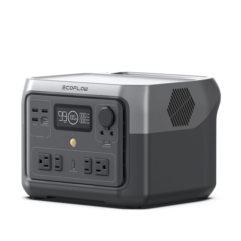 EF ECOFLOW Portable Power Station River 2 Max 500, 499Wh LiFePO4 Battery/ 1 Hour Fast Charging, Up to 1000W Output Solar Generator (Solar Panel Optional) for Outdoor Camping/RVs/Home Use