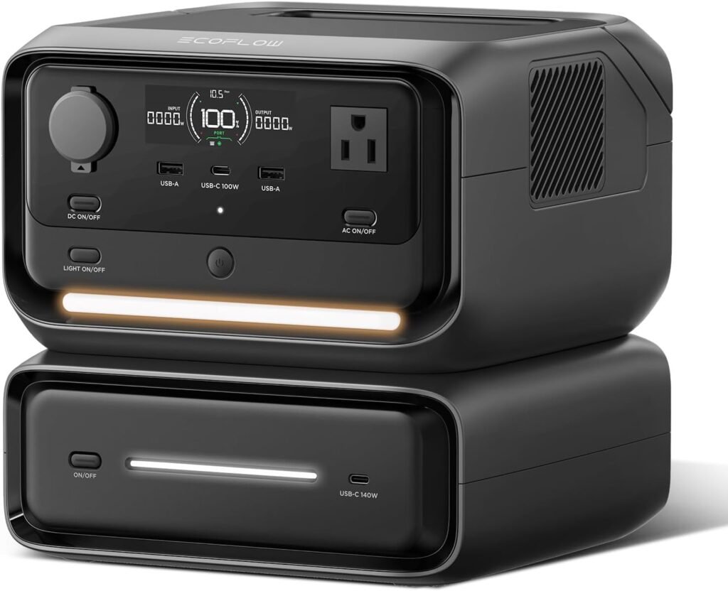 EF ECOFLOW Portable Power Station River 3 Plus with EB300 Extra Battery, Expand Capacity from 286Wh to 572Wh, 3 Up to 1200W AC Outlets, 10 MS UPS, 30 dB Quiet, River 3 Max LiFePO4 Battery