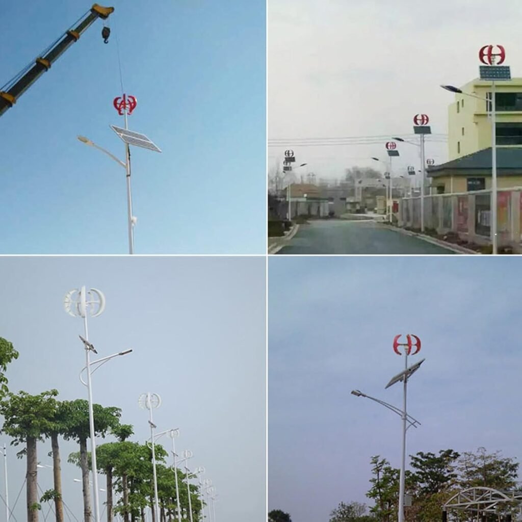 ERICAT Vertical Axis Wind Turbine Generator Kit, 12v/24v 5 Blade Wind Power Generator, for Hybrid Solar and Wind System, for Household Street Lights (Color : Red12V, Size : 600W)
