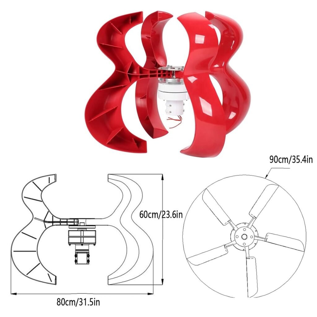 ERICAT Vertical Axis Wind Turbine Generator, Wind Power Generator Kit with Charge Controller and Mounting Rod, Windmill Generator for Hybrid Solar Wind System (Color : 24v, Size : 200w)