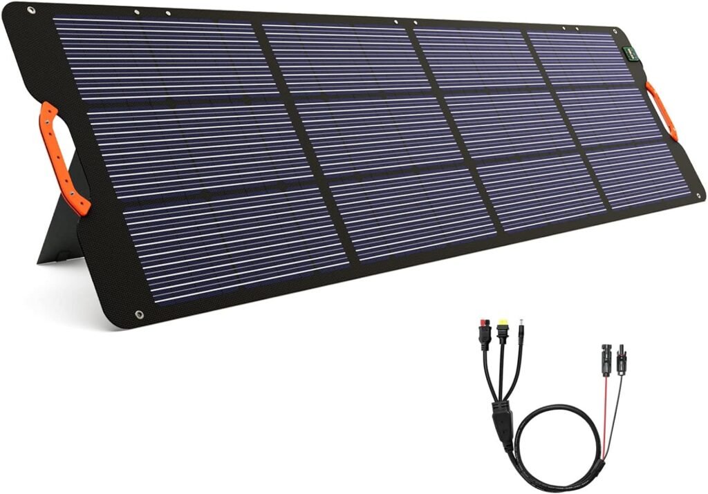 FOSSiBOT Solar Panel SP200, Foldable 200 Watts Solar Panel, Flexible Solar Panel w/Adjustable Kickstands for Home, RV, Camping, Blackout for FOSSiBOT F2400 and Other Brands Portable Power Station