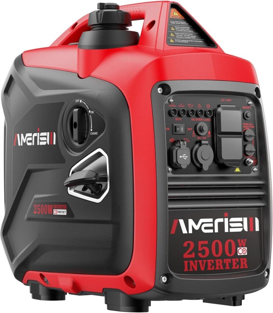 Gas Powered Inverter Generator 2500W - Super Quiet Gas Generator with CO Sensor, EPA 2025 Compliant for Camping, Tailgating, and Home Use