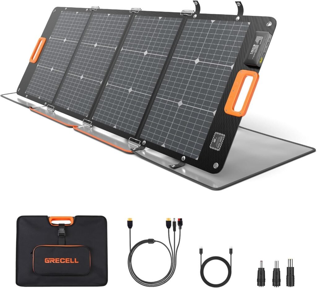 GRECELL 350W Portable Solar Panel for Power Station Generator, Foldable Solar Panel, 37.4V High-Efficiency Solar Charger 350W Power Backup with XT60/Anderson Output for Outdoor Van Camper Off-Grid