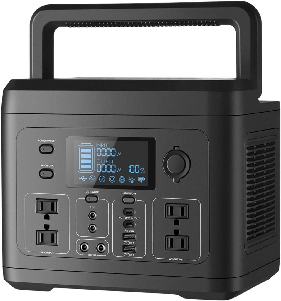 Green Power 560Wh Portable Power Station LiFePO4 Battery 2 AC Outlet 110V/600W(Peak 960W) Solar Generator for Road Trip Camping