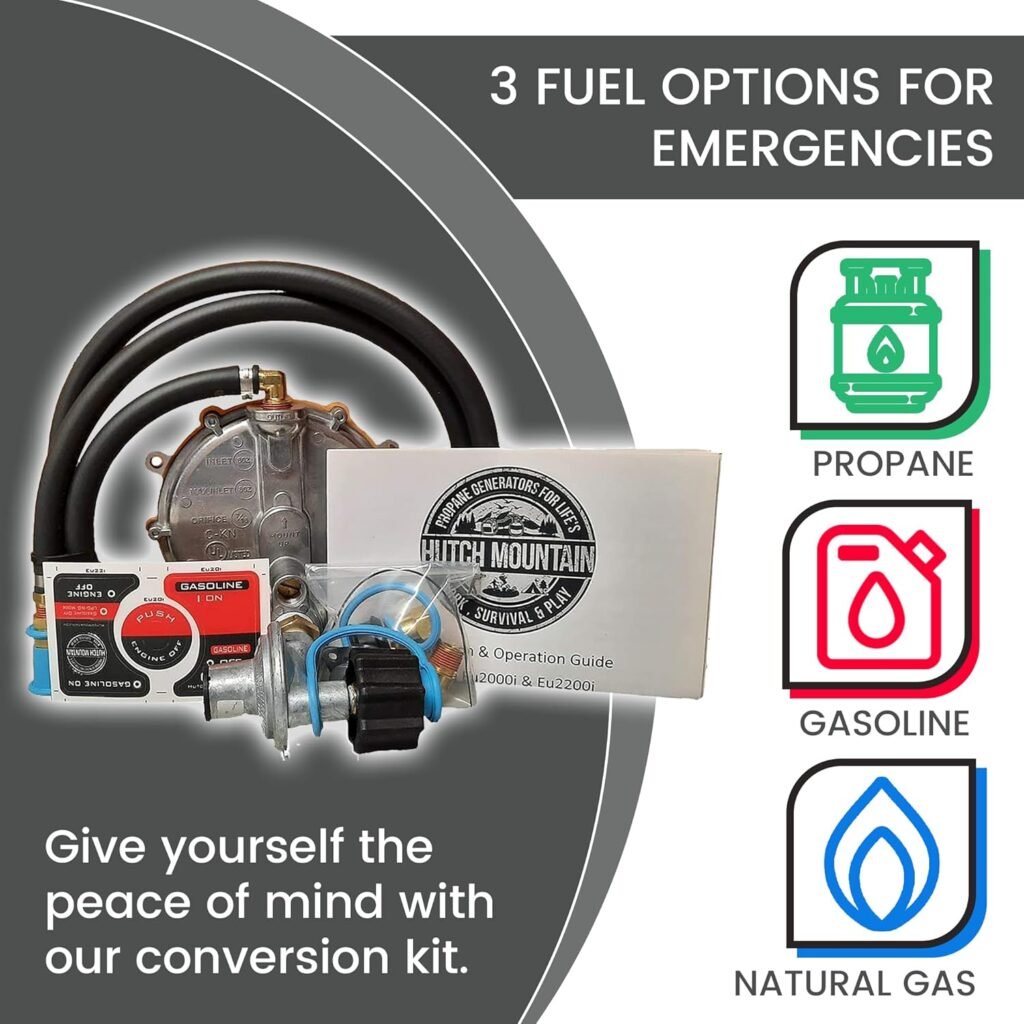 Hutch Mountain Generator Propane Conversion Kit Honda EU3000is- Tri-Fuel Conversion for Propane, Gasoline  Natural Gas - Portable Generator Backup Kit for Home Emergencies, Camping, and RVs