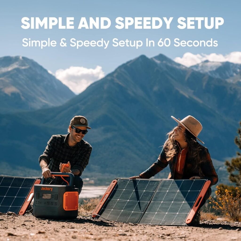 Jackery SolarSaga 100W Portable Solar Panel for Explorer 240/300/500/1000/1500 Power Station, Foldable US Solar Cell Solar Charger with USB Outputs for Phones（Renewed）