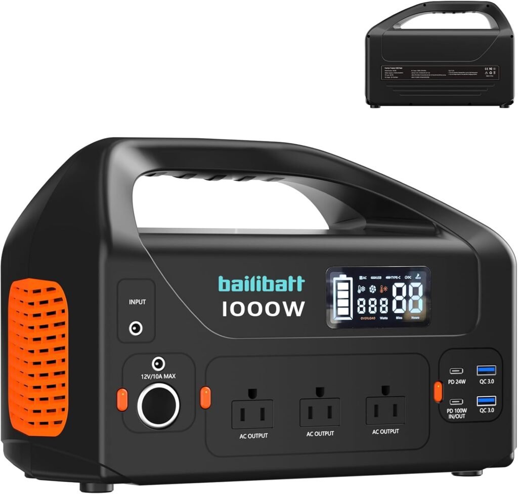 Portable Power Station, 1000W 808Wh Portable Generator for Home Use, Electric Generator for for Camping, Outdoor, Emergency, CPAP, Travel, 100W PD Fast Charging  110V Pure Sine Wave AC Output