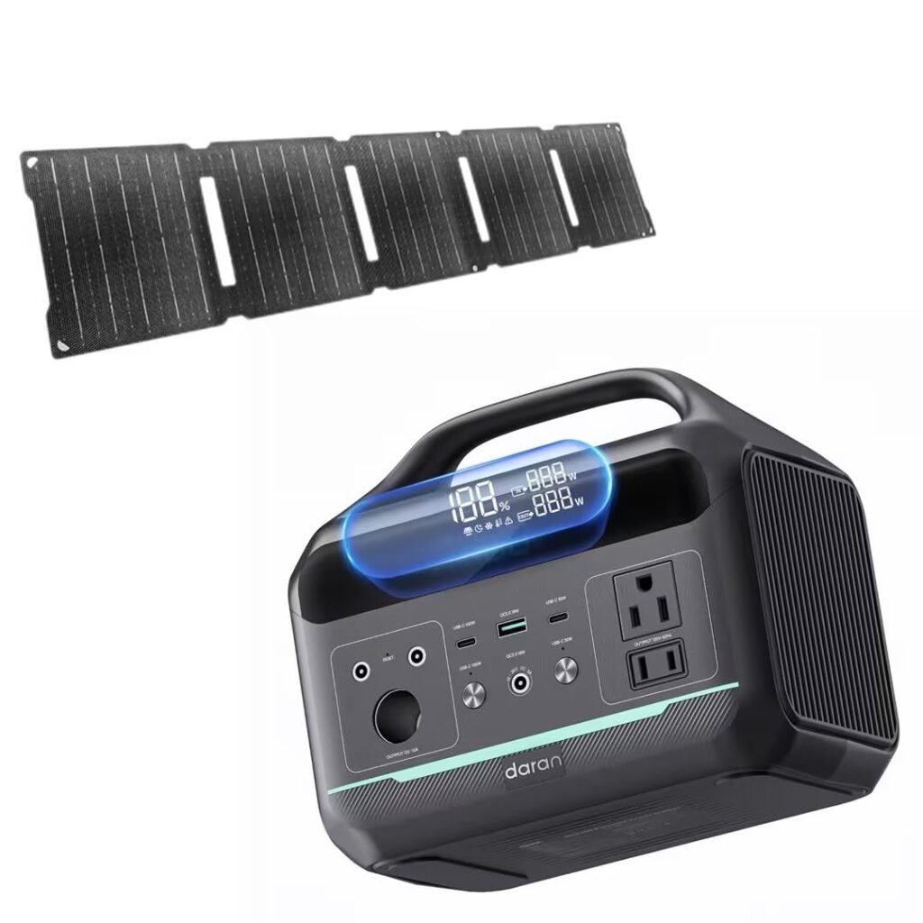 Portable Power Station 204Wh, 40W Solar Panel, LiFePO4 Battery Backup w/ 2 300W (Surge 600W) AC Outlets, PD100W Fast Charging Outlet, Solar Generator for Outdoors Camping Travelling and Emergencies