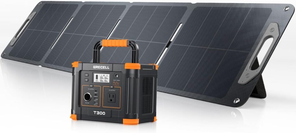 Portable Power Station 330W With 120W Solar Panel, Solar Generator Fast Charging Ultra Light 5.7lbs, 25% Efficiency, Foldable Solar Panel for Camping, RV, Outdoor Use