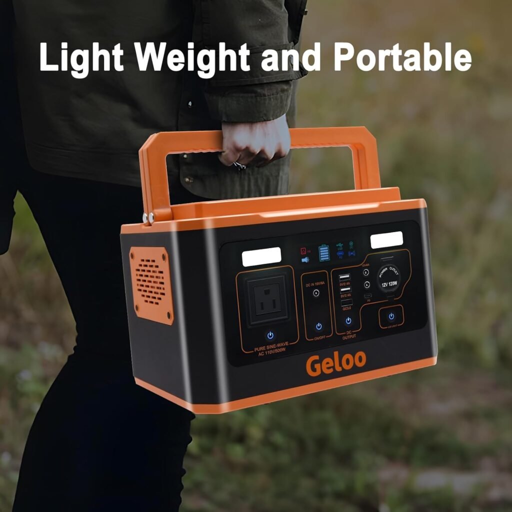 Portable Power Station 499Wh Capacity Solar Generator Portable Solar Power Station for Outdoor Camping Home (Orange/Black)