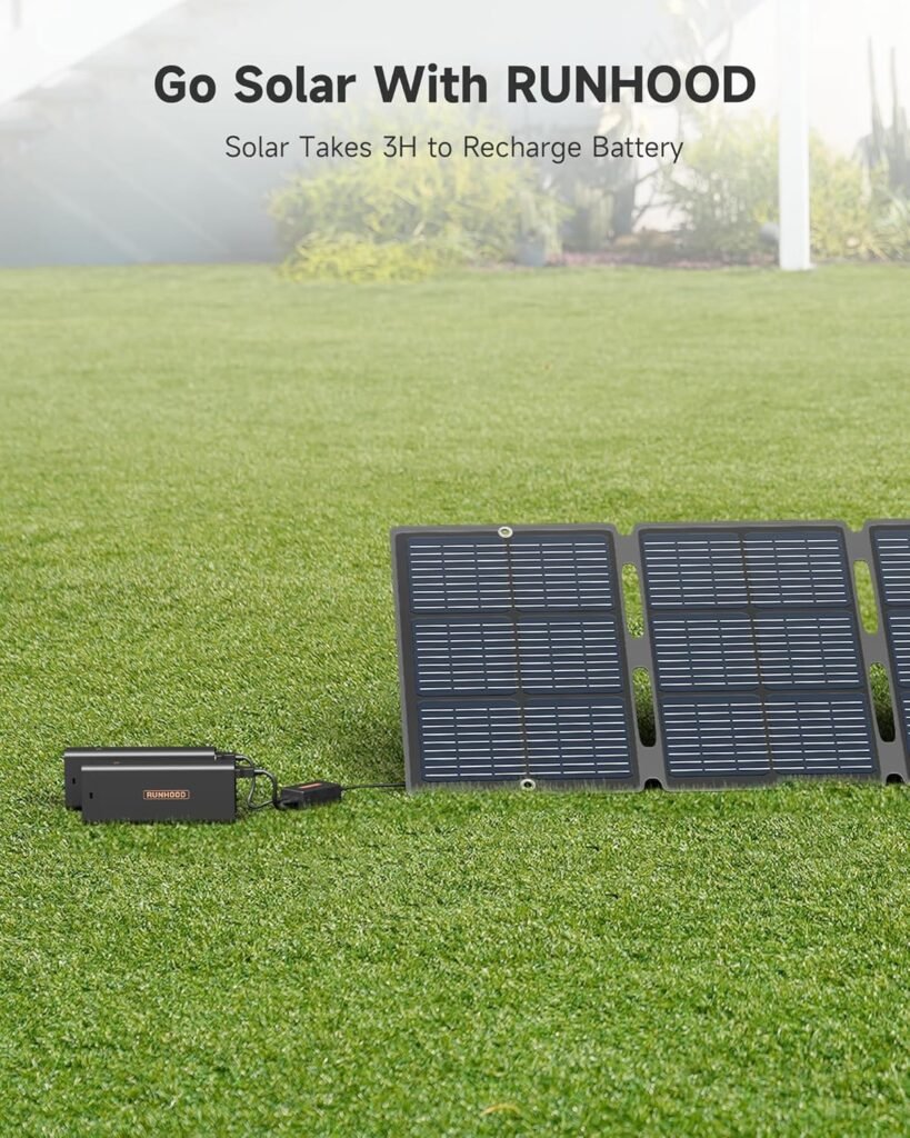 RUNHOOD Solar Panel SERI 100, 100W Portable Generator Panel for Rallye Series, High Efficiency Monocrystalline Solar Panel, MC4 Output for Power Station for Outdoor/Off-Grid/Emergency (New Version)