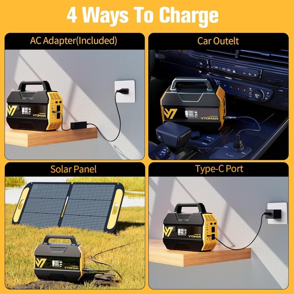 VTOMAN FlashSpeed 300 Portable Power Station with 110W Solar Panel, 300W/230Wh LiFePO4 Battery Solar Generator, PD 100W Type-C, 3000 Cycles, 6 Outlets for Camping, Home Backup, Off-grid