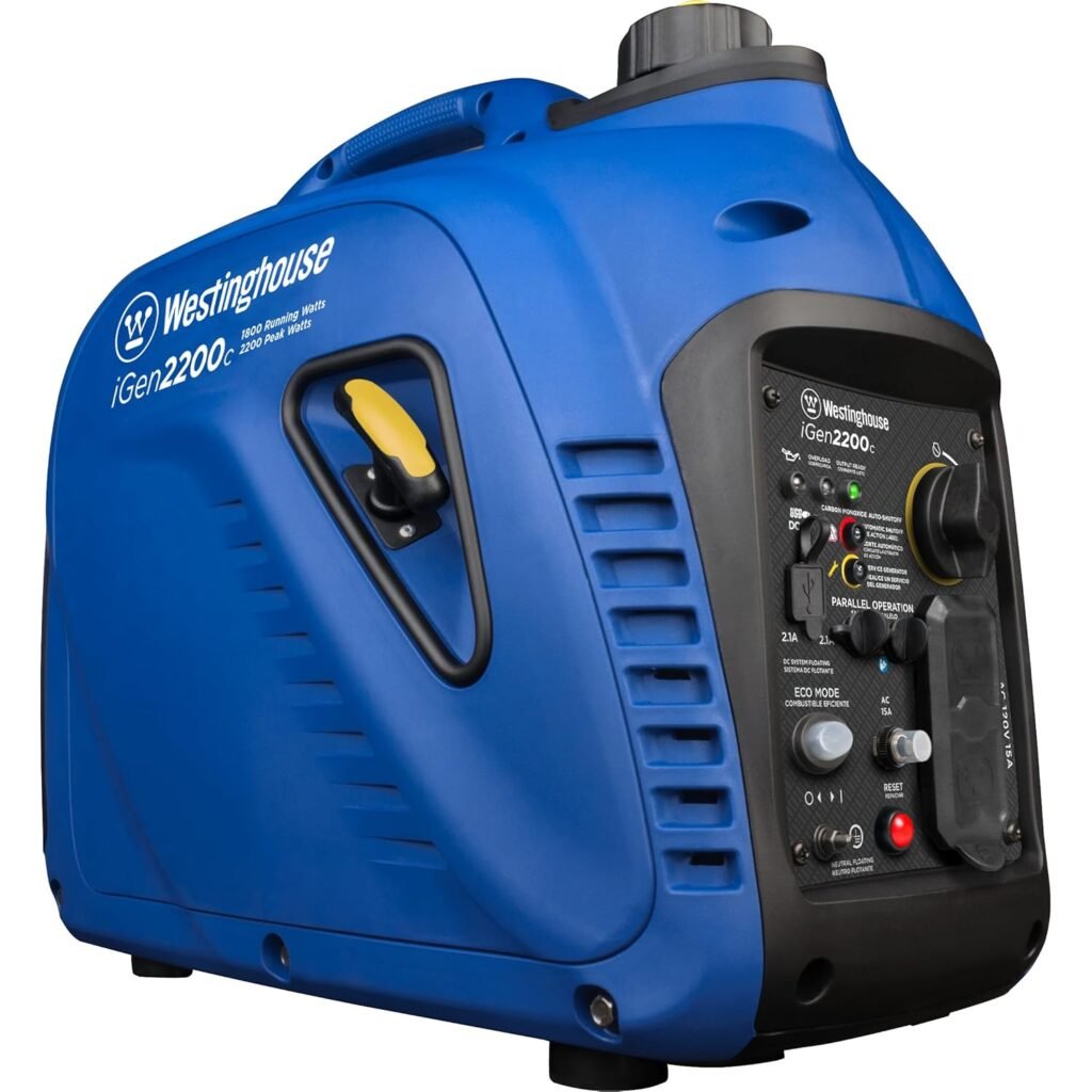 Westinghouse 2200 Peak Watt Super Quiet  Lightweight Portable Inverter Generator, Gas Powered, CO Sensor, Parallel Capable, Long Run Time