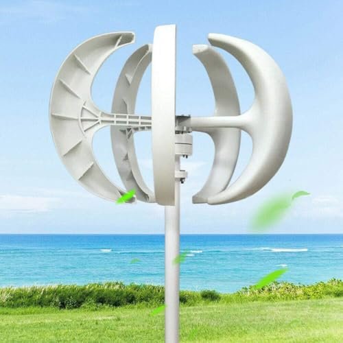 Wind Turbines，400W 600W 800W 1000W 1200W Wind Solar Hybrid System 5 Blades Controller Lantern Vertical Pintle Wind Turbine Generator Motor Kit for Home Windmill Use,24V-1200W