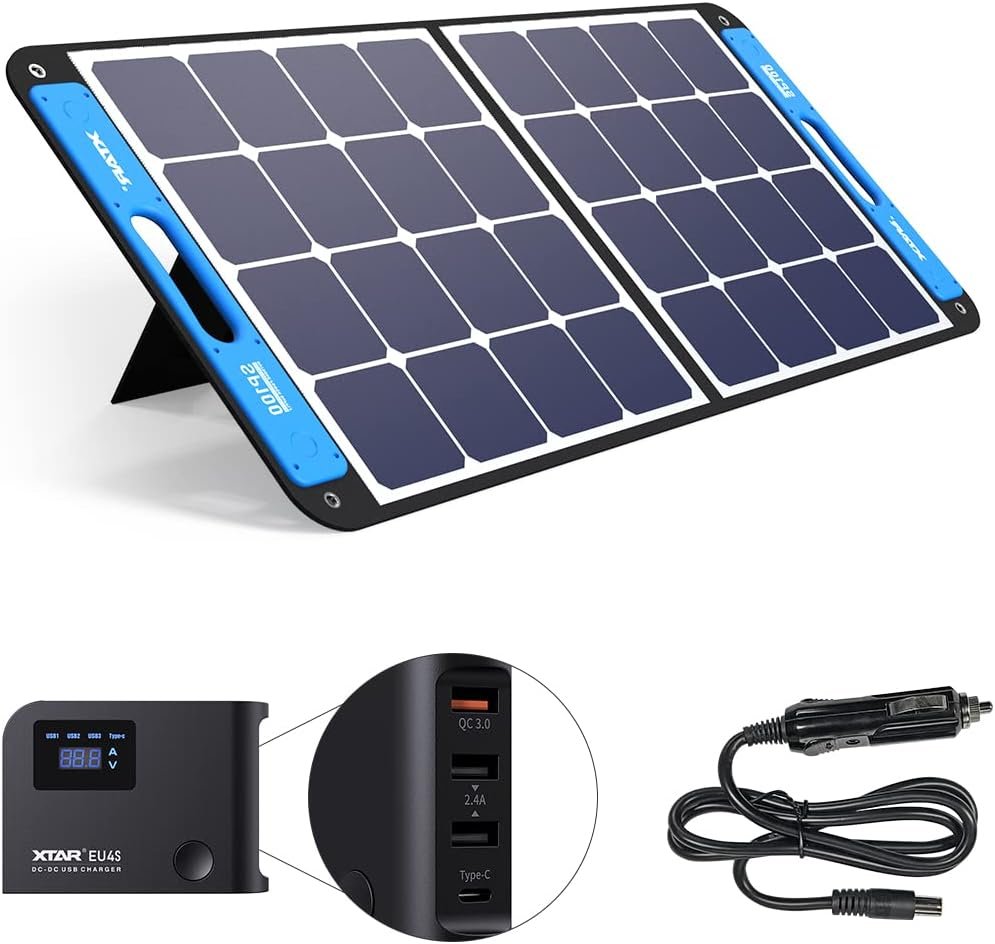 XTAR SP100 100w Solar Panel, Portable Solar Panel Solar Power, Foldable Solar Panel with Independent Charger, Solar Power Panel for Power Station Solar Generator RV Solar Camping 1Pack-1