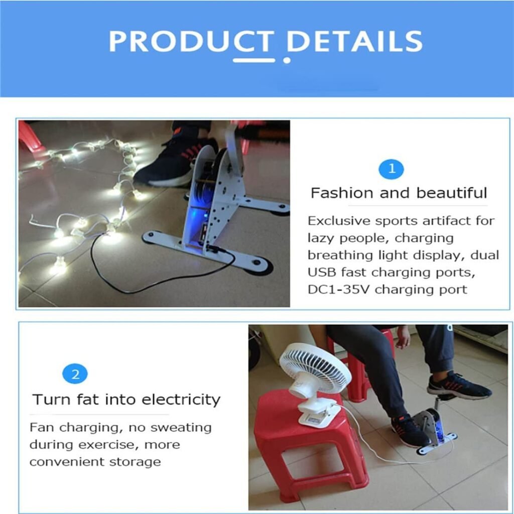100W Hand Crank and Foot Pedal Power Generator with USB Interface - Portable Bicycle Charger for Camping, Hiking, and Emergency Power Supply
