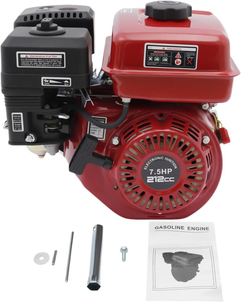 212CC Gas Powered Engine, 3000W 7.5HP Gas Engine Motor 0.95 Gal Small Go Kart Engine for Water Pumps, Lawnmowers, Minibikes 3600Rpm with Nylon Camshaft  Air Filter Pull Start