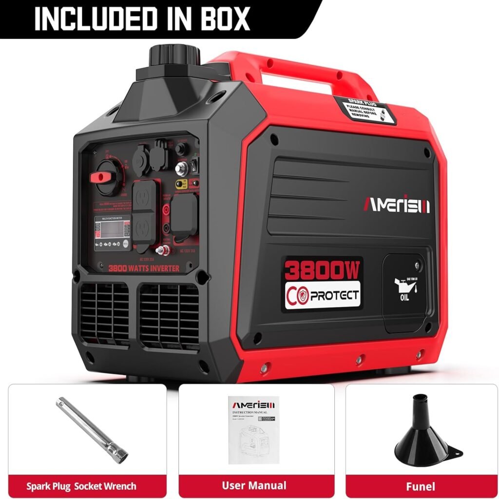 2500 Watt Portable Inverter Generator with CO Sensor and Quiet Technology for Camping, Tailgating (AM5020C)