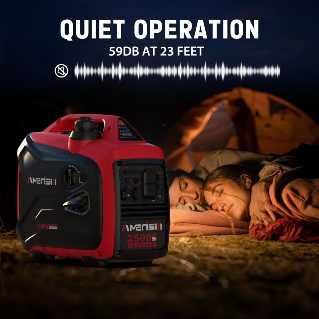 2500 Watt Portable Inverter Generator with CO Sensor and Quiet Technology for Camping, Tailgating (AM5020C)