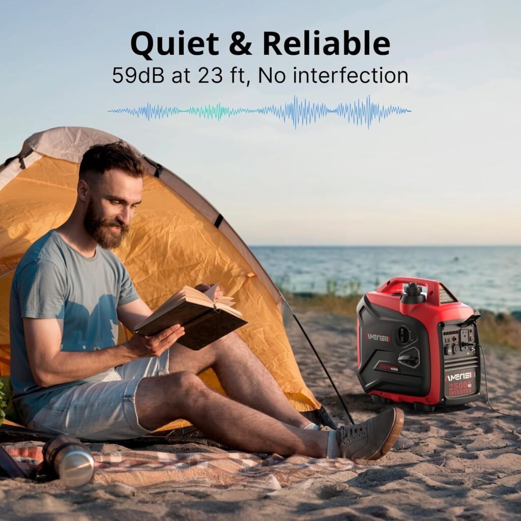 2500W Gas Powered Portable Inverter Generator, Quiet Generator with CO Sensor, EPA Compliant for Camping, Home Backup, Emergency, Tailgating, 2025 Version