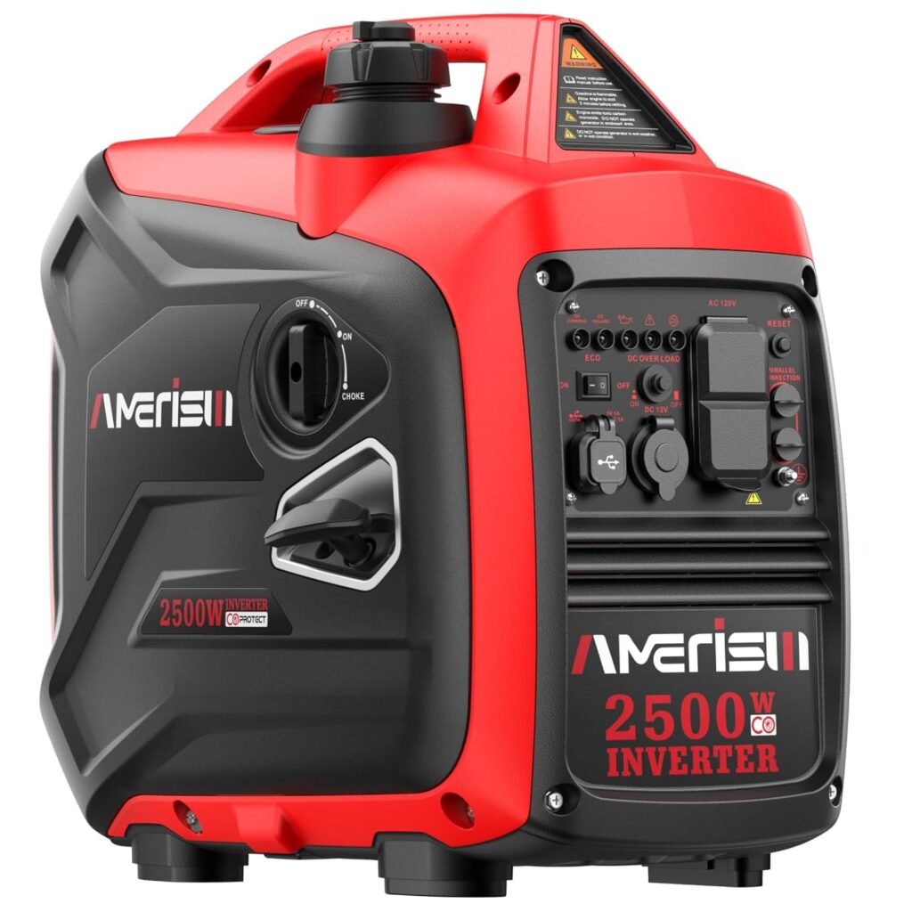 2500W Gas Powered Portable Inverter Generator, Quiet Generator with CO Sensor, EPA Compliant for Camping, Home Backup, Emergency, Tailgating, 2025 Version