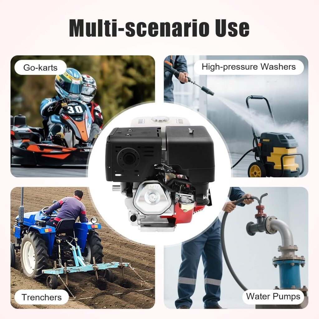 7.5 HP Gas Engine Motor, 212cc 4 Stroke Gasoline Engine 3000 W Horizontal Shaft Gas Powered Domestic Engine for Water Pumps Go Kart Generators Farm Ranch