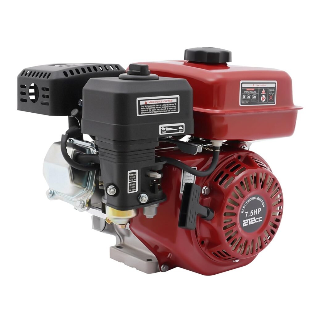 7.5 HP Gas Engine Motor, 4 Stroke 212CC Gasoline Engine 3000 W Horizontal Shaft Gas Powered Domestic Engine for Water Pumps Go Kart Generators Farm Ranch