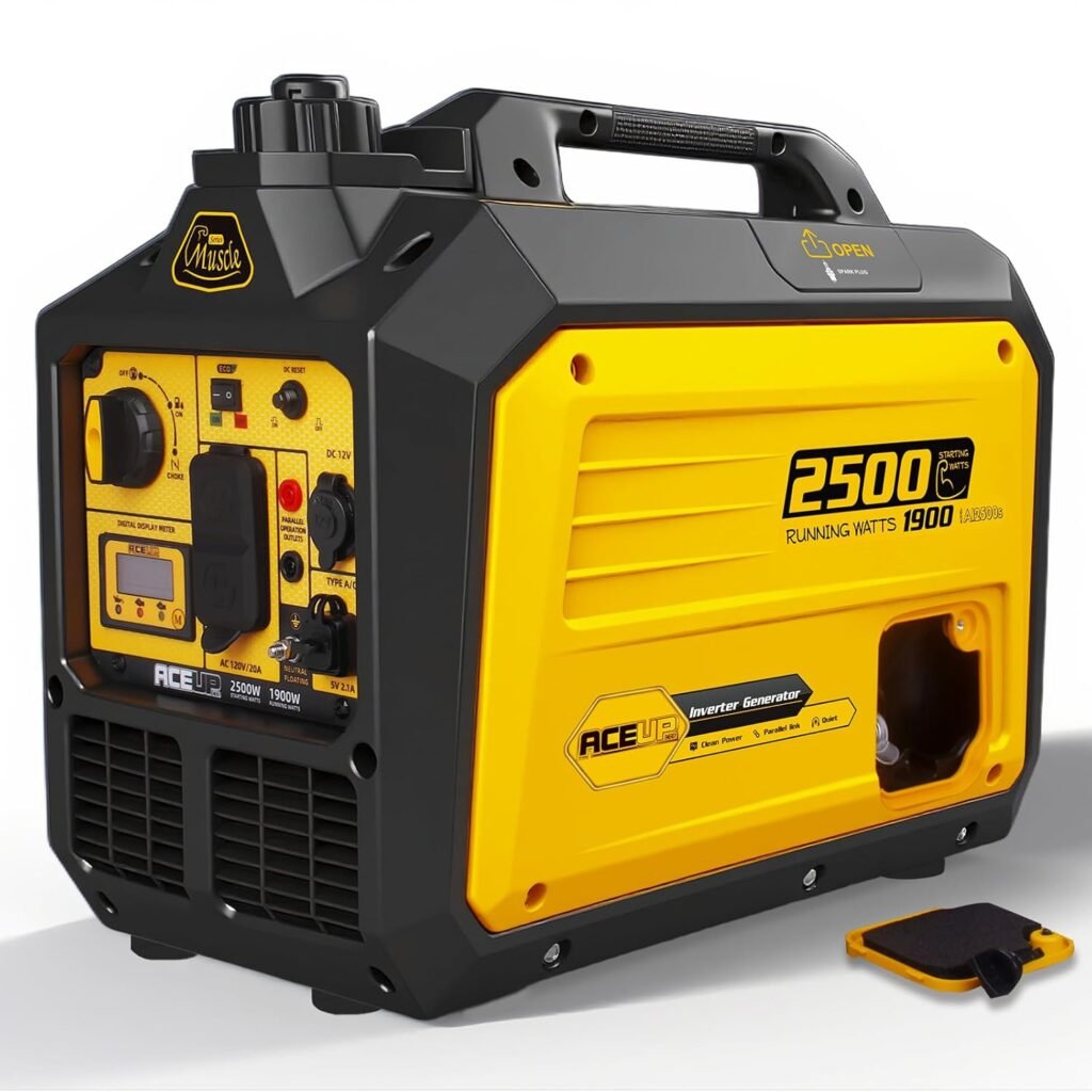 Aceup Energy 2500 Watt Gas Inverter Generator, Super Quiet Portable Generator for Home use, Camping, EPA Compliant