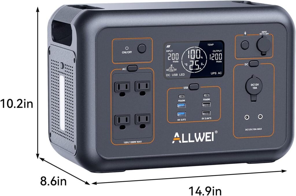 ALLWEI Solar Generator 2400W with 1x 200W Solar Panel, 2048Wh LiFePO4 Portable Power Station, UPS, Fast Charge in 1.5H, Max 10kWh Expandable Solar Power Generator for RV Camping Outdoor Power Outage