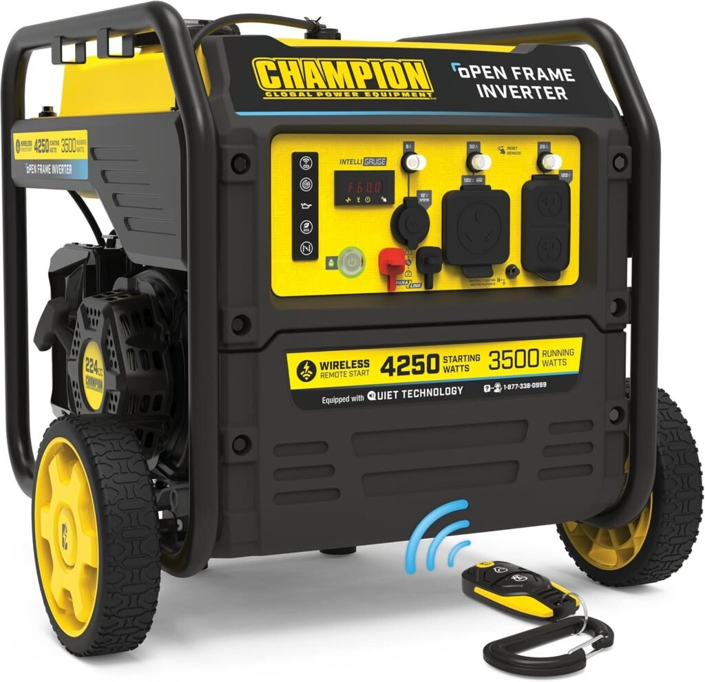 Champion Power Equipment 4500-Watt RV Ready Portable Open Frame Inverter Generator with Quiet Technology CO Shield
