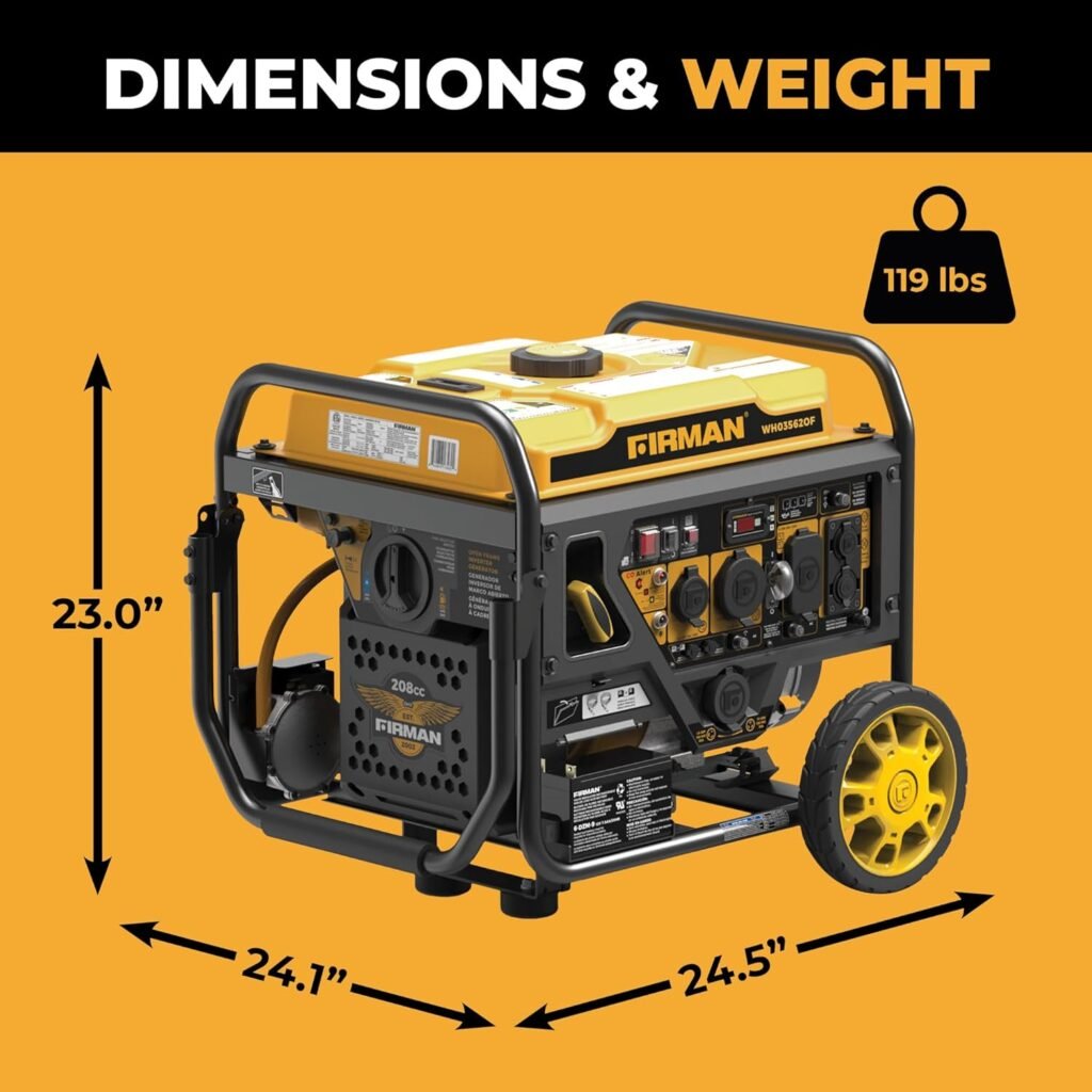 FIRMAN WH03562OF Dual Fuel Open Frame Inverter Generator, 4400W Electric Start, Clean Power for Electronics, CO Alert, Quiet 64dB, RV Ready, Parallel Capable, Camping or Backup Use