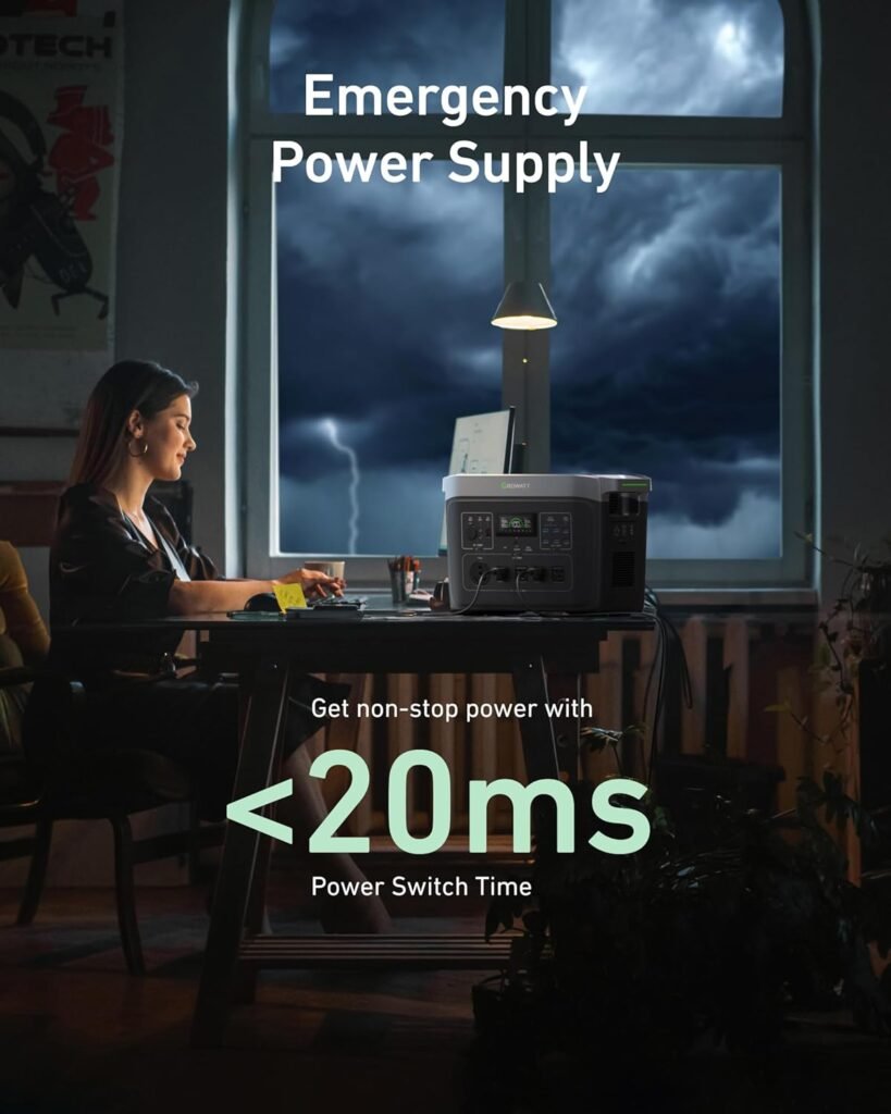 GROWATT Portable Power Station ，INFINITY 2000 Black Electric Solar Generator，2048Wh LifePO4 Battery,2400W AC Output for Home Use, Outdoor Camping, RVs and Emergency Backup(Solar Panel Optional)