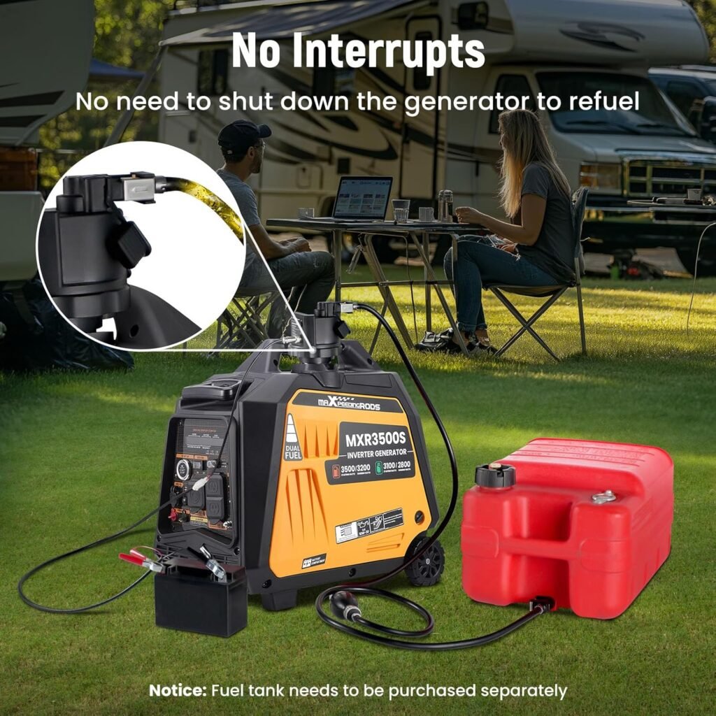 maXpeedingrods 3500 Watt Dual Fuel Inverter Generator with Gasoline Electric Fuel Pump