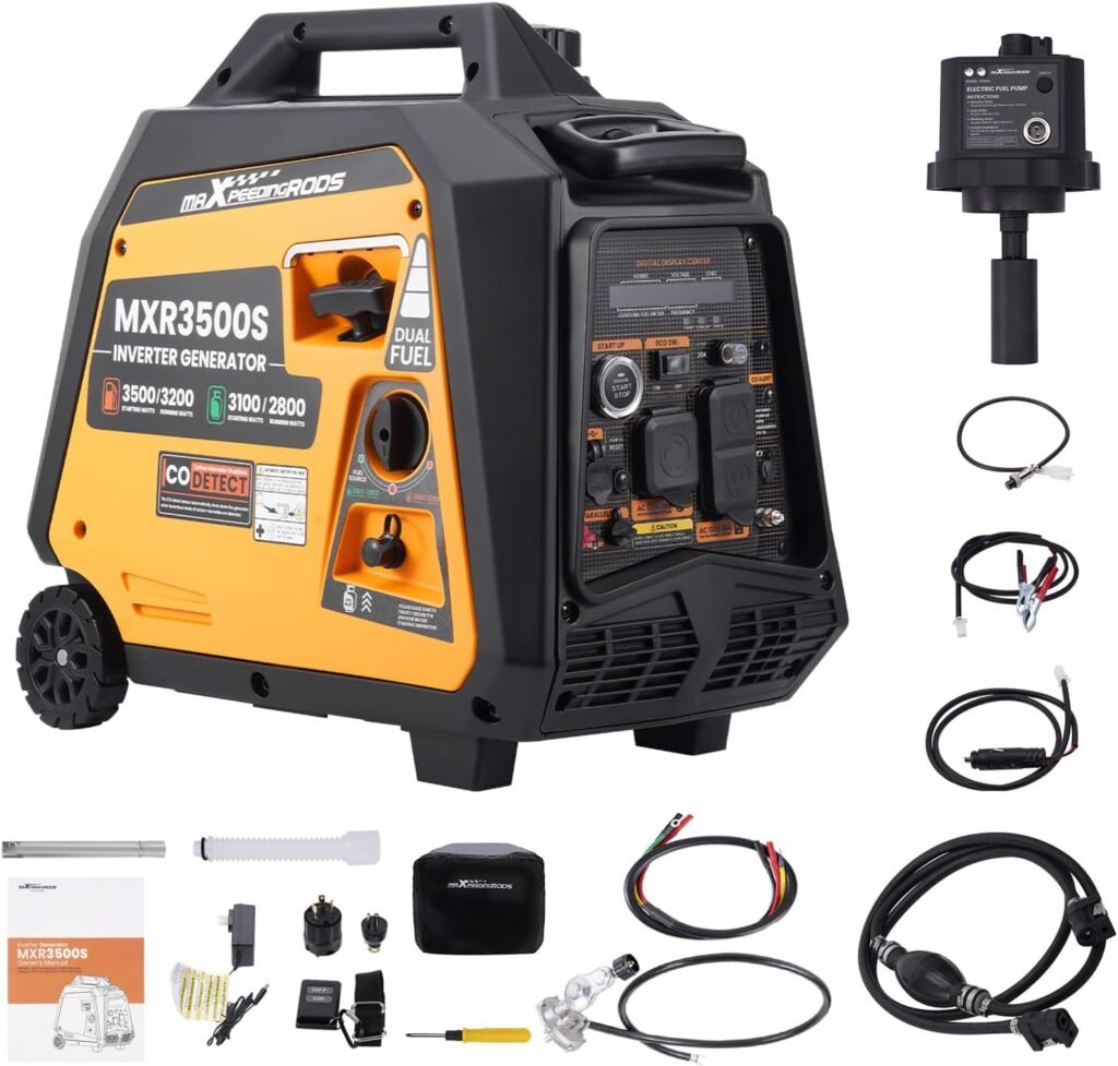 maXpeedingrods 3500 Watt Dual Fuel Inverter Generator with Gasoline Electric Fuel Pump