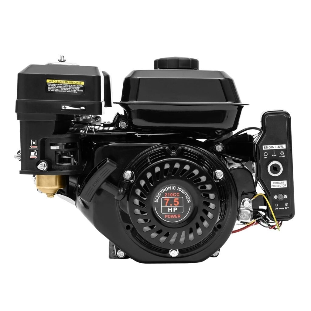 212CC 7.5HP Electric Start Horizontal Go Kart Motor Engine+Large Fuel Tank,4 Stroke OHV Industrial Engine, Air Cooling Gas Engine Fit for Go-Karts, Compressors, Trenchers(Crankshaft Diameter: 20mm)