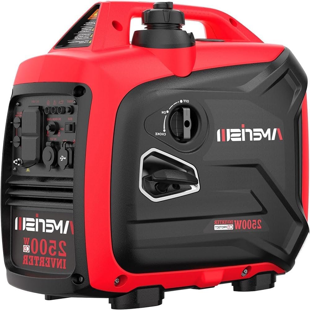 2500-Watt Inverter Generator, Super Quiet  Lightweight Gas Powered Generator, CO Sensor, RV Ready Parallel Capable, Long Run Time for Camping, Tailgating and Home Use