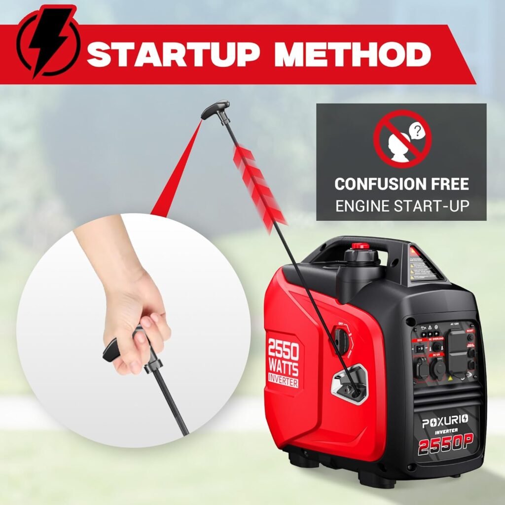 2550-Watt Portable Inverter Generator for Home Use, 1.06Gallon Large Fuel Tank Up to 10 Hours Use, 120V Gas Powered Generator Super Quiet - EPA Compliant-Red