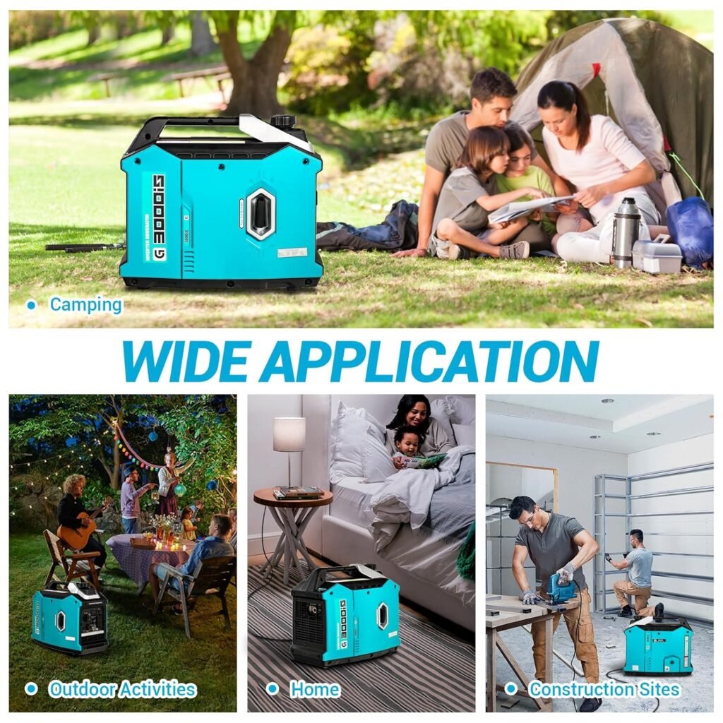 3000W Portable Inverter Generator, Super Quiet, Gas Powered for Camping, Tailgating, Home Emergency Use, RVs - Outdoor Power Equipment, EPA Compliant 2025 Version
