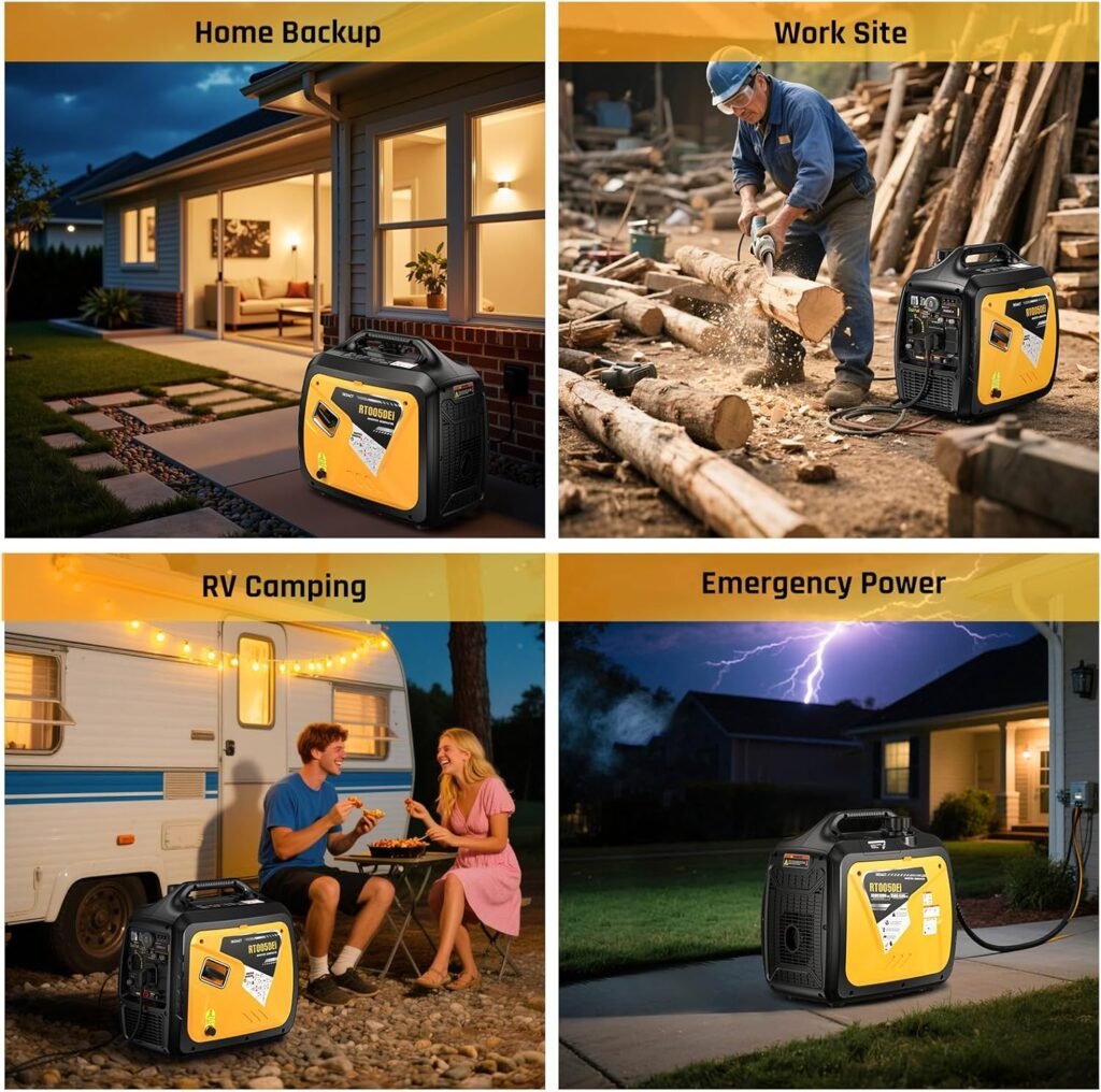 5000 Watts Portable Dual Fuel Inverter Generator– Small Gasoline LPG Powered for Home Backup, Camping, RV, Tailgating with CO Protection, Eco Mode, Recoil/Electric/Remote Start, Parallel Capable
