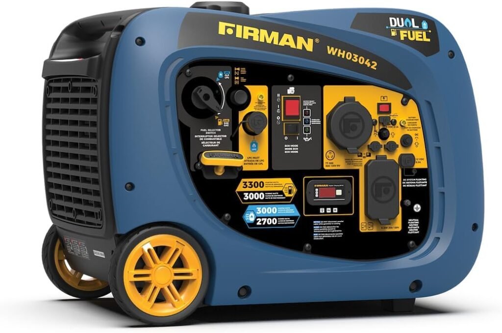 Firman WH03041 Dual Fuel Inverter 3300/3000W Recoil Start Gasoline or Propane Powered Parallel Ready Portable Generator