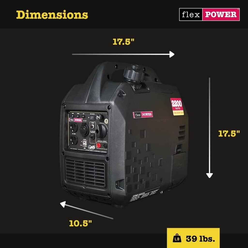 Flex Power® 2200i Silent Inverter Generator. 2200 watt. RVMP Flex Power 2200i | Hand Recoil | Silent Inverter | Portable Generator for RVs | Reliable and Clean Power | RVMP-220472 Black