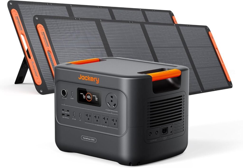 Jackery HomePower 3000 Portable Power Station with 2x 200W Solar Panels, 3600W (Surge 7200W) Output, 3072Wh LFP Battery Solar Generator, Essential Backup for Home Use, Power Outage, RV, Emergencies Jackery HomePower 3000 Portable Power Station with 2x 200W Solar Panels, 3600W (Surge 7200W) Output, 3072Wh LFP Battery Solar Generator, Essential Backup for Home Use, Power Outage, RV, Emergencies