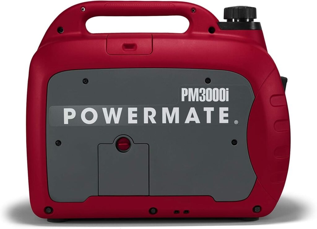 Powermate PM3000i 3,000-Watt Gas-Powered Portable Inverter Generator - Ultra-Quiet Performance - Lightweight and Ideal for Home, Camping, RV and Outdoor Activites - Reliable Power - Red/Black