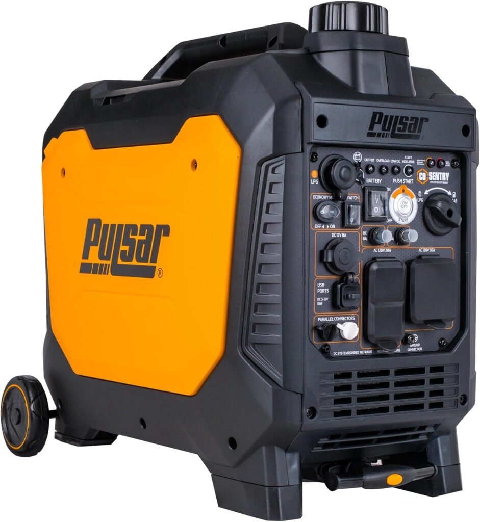 Pulsar 4000 Watt Portable Inverter Generator, Dual Fuel Gasoline  Propane, Remote Electric Start, CO Sensor, Parallel Capable, Super Quiet, Use for RV, Camping, Outdoor  Home, NE40BiSRCO