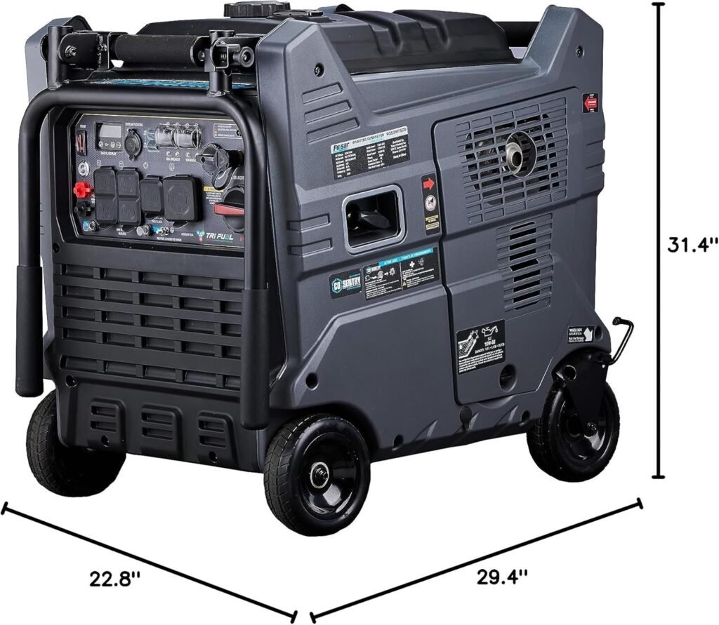 Pulsar G12KBN Heavy Duty Portable Dual Fuel Generator - 9500 Rated Watts  12000 Peak Watts - Gas  LPG - Electric Start - Transfer Switch  RV Ready - CARB Compliant