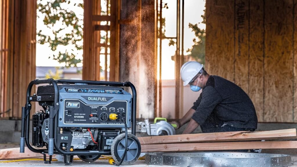 Pulsar G12KBN-SG Heavy Duty Portable Dual Fuel Generator - 9500 Rated Watts  12000 Peak Watts - Gas  LPG - Electric Start - Transfer Switch  RV Ready - CARB Compliant